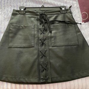 Olivaceous Black Faux Leather Skirt